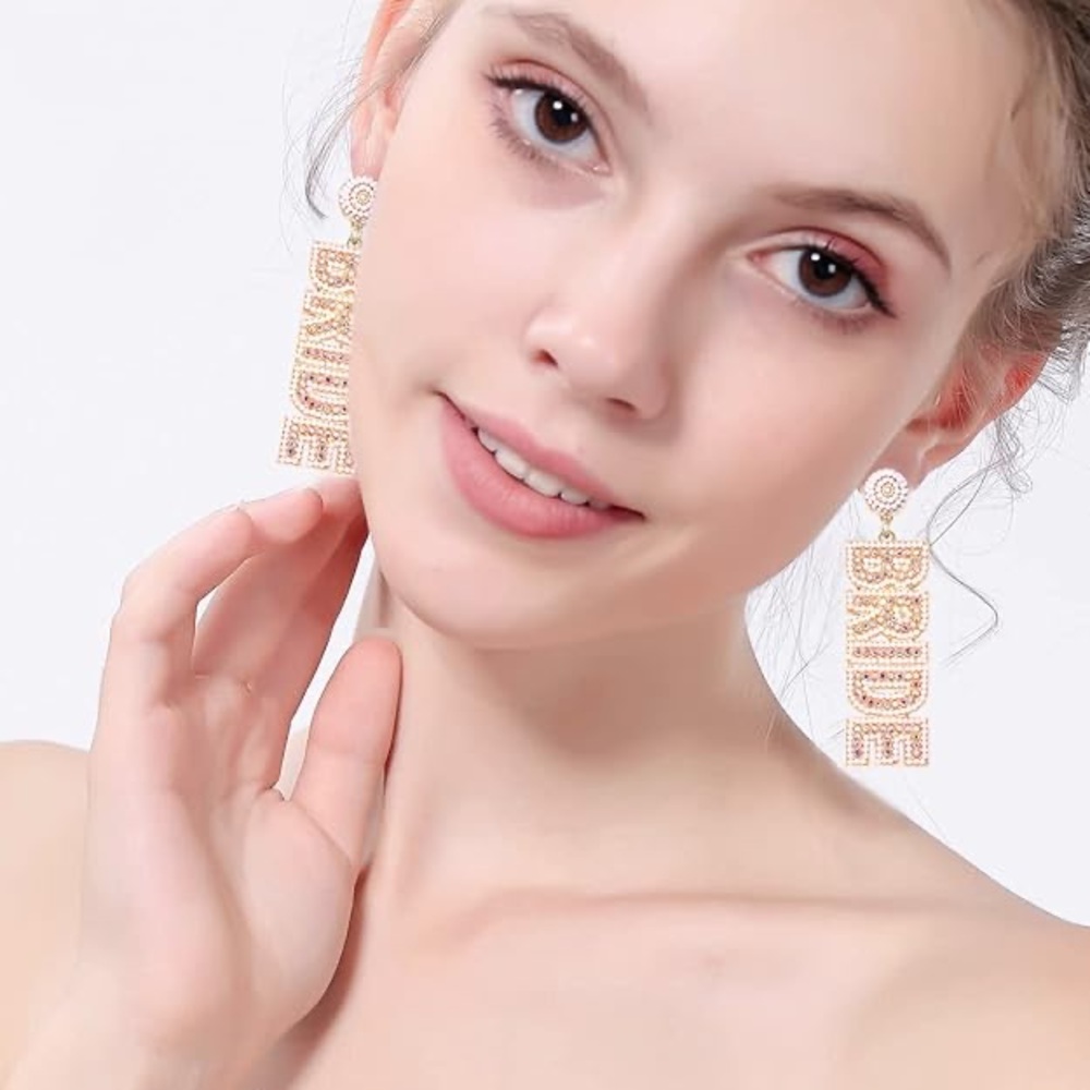 NEW BRIDE SEED BEAD DROP EARRINGS Gold Pearl Statement Earrings
